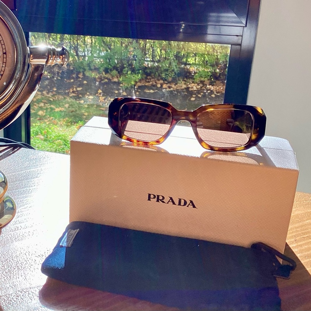 Prada Tortoiseshell Brown Rectangular Sunglasses
